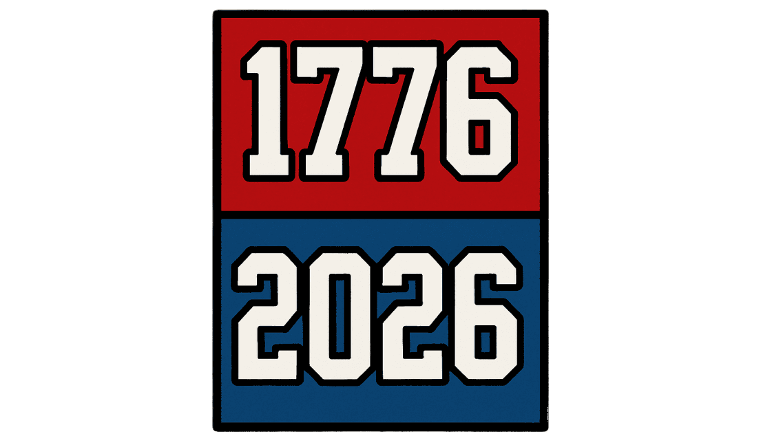 "1776-2026" semiquincentennial tile for a patriotic license plate frame