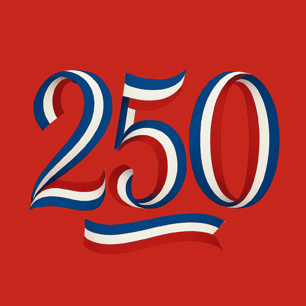 "250" anniversary tile for an America's 250th license plate frame